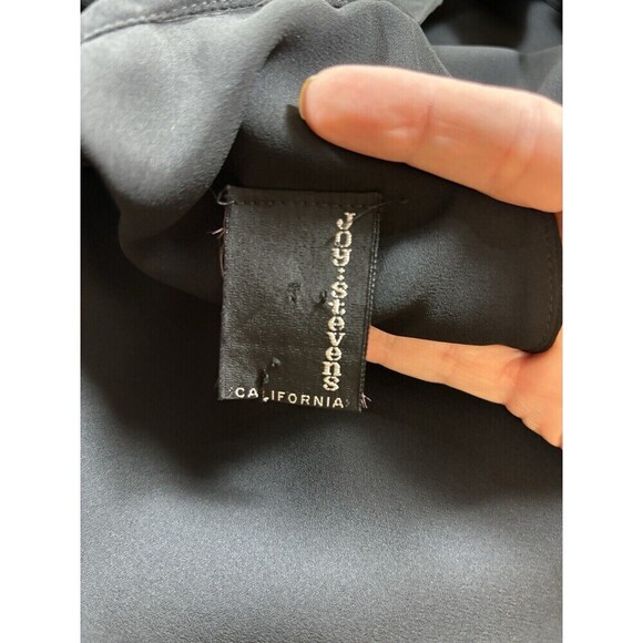 Joy Stevens California Wrap Dress Black 6 Sheer Ruffles Cut Out Long Sleeve - Picture 4 of 10